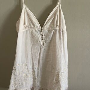 Cream embroidered cotton shirt